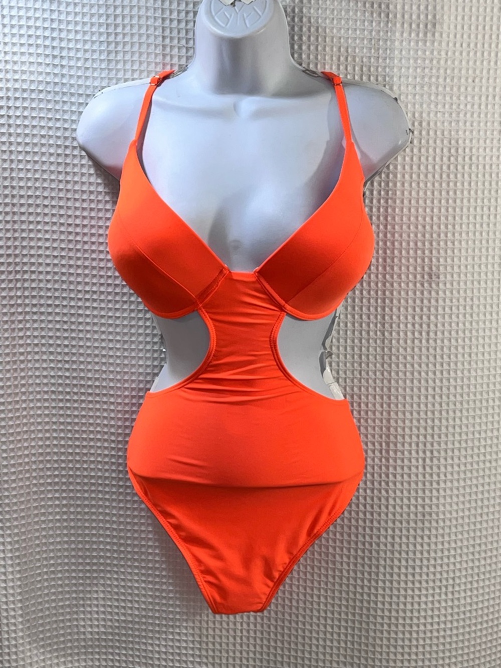 MATTE Collection Neon Orange cutout One-Piece Swimsuit size 1X